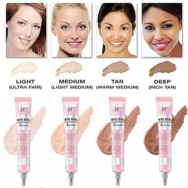 

Concealer Makeup Cream Waterproof Under Eye Illumination Light/ Medium Full Coverag Matte Base Bye Bye Under Eye It Cosmetics