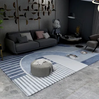 

Modern Simple Carpet And Rugs For Living Room Tea Table Sofa Blanket Exquisite Blue Velvet Bedside Mat Alfombras Non-slip Dywan