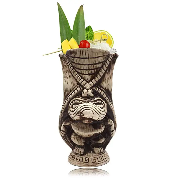 Tiki кружки, кружка для коктейлей, пива, напитков, кружка для вина, керамическая бамбуковая кружка с листьями, Tiki кружка, 400 мл, инструмент для бара