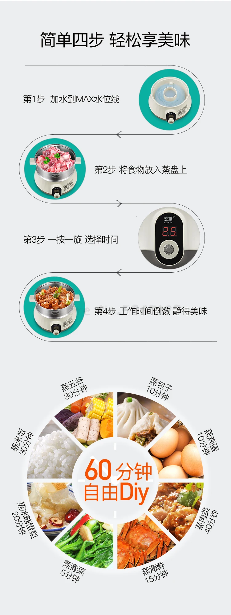 The TV shopping fast Eco Steam Boiler combination steamer home stainless steel do not String taste