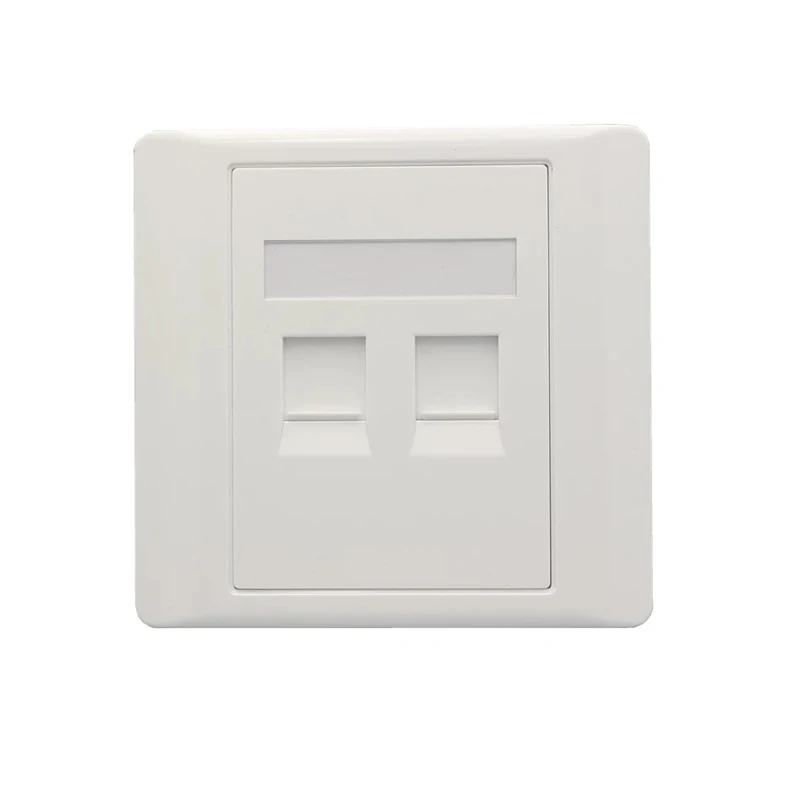 2Pcs Wall Socket Panel Rj45 Jack Modular 2 Port Cat6 Pc Keystone Wall Face Plate Faceplate Toolless 86mm Computer