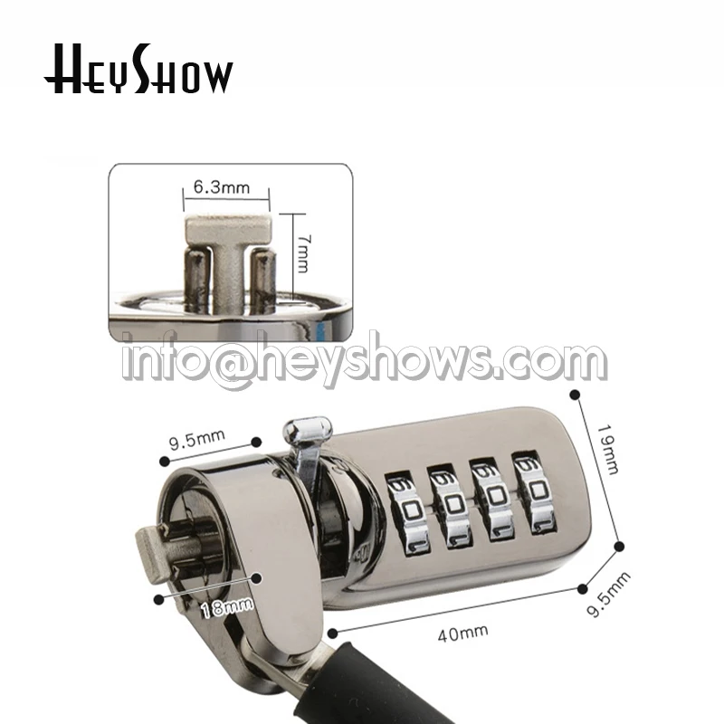 Laptop Security Anti-Theft Password Lock Cable, Steel Sting Monitor Lock, Projector Lock, Steel Wire with Lever