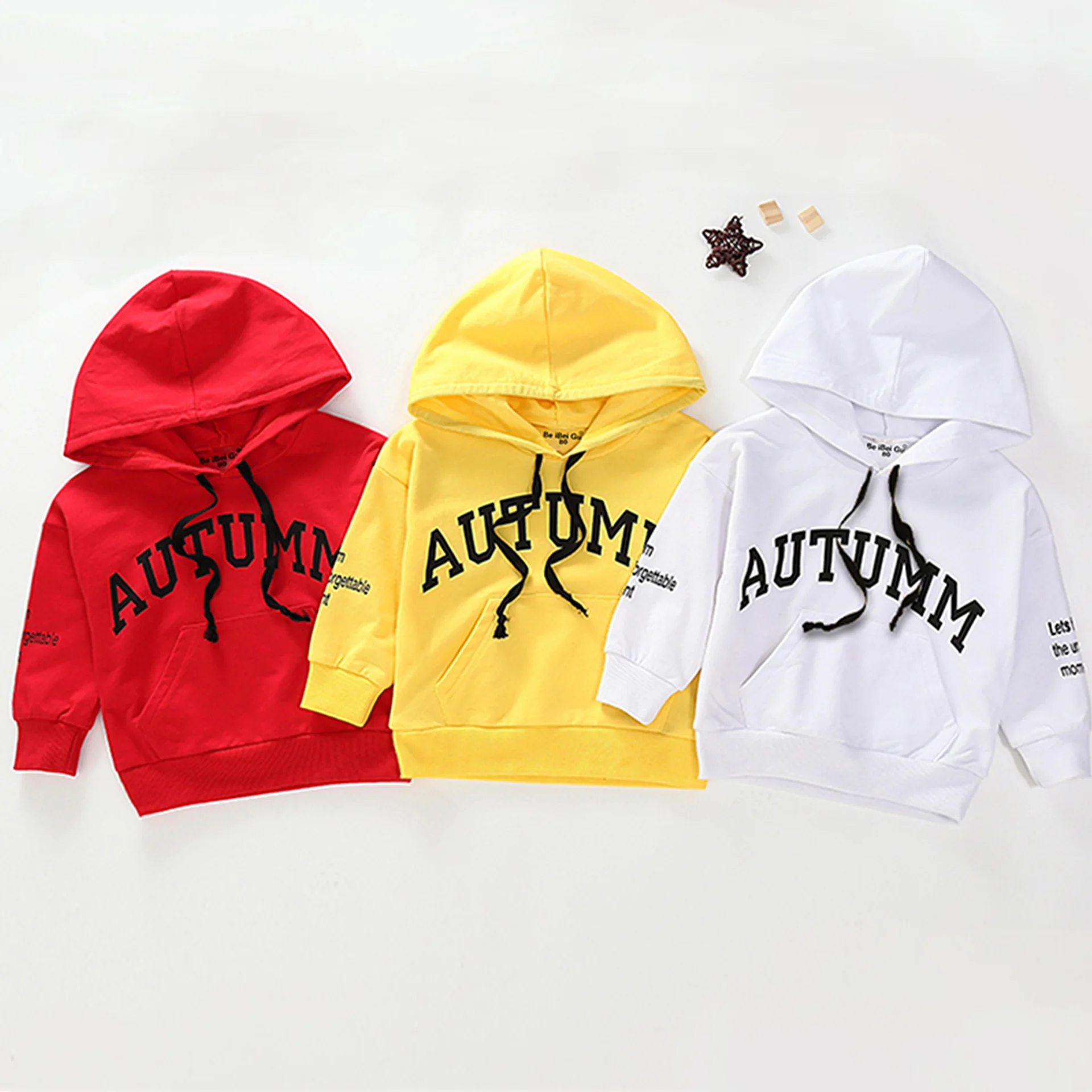 

Spring Autumn Fashion Baby Clothes Infant AUTUMN Letter Blouse Kid Hoodies Tops Boys Girls Cotton Leisure Sport Hooded Hoodies