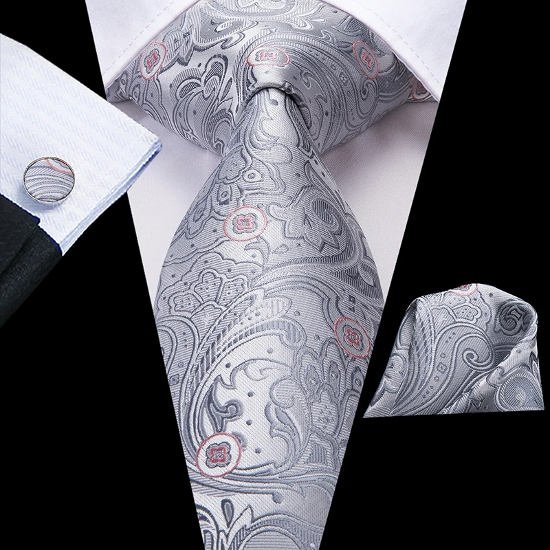 Hi-Tie Роскошные Цветочные Пейсли галстуки для мужчин мужские Desigenr красный зеленый снег Галстуки для рождества взрослый шелковый галстук Hanky запонки галстук набор - Цвет: C-3246