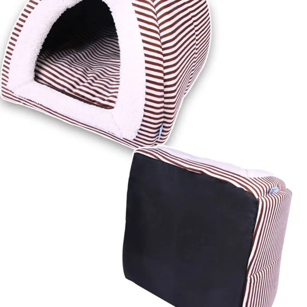 Stripe Pattern Puppy Pets Dog Cat Bed House Super Warm Soft Dog Mongolian Yurts Dog Kennel Animal House Pet Products