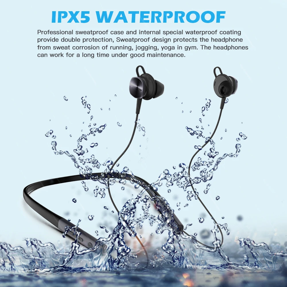 Cigfun Wireless Headset ANC Headphone Bluetooth 5.0 Sport Neckband Headphones With Mic Active Noise Cancelling Headset For Phone