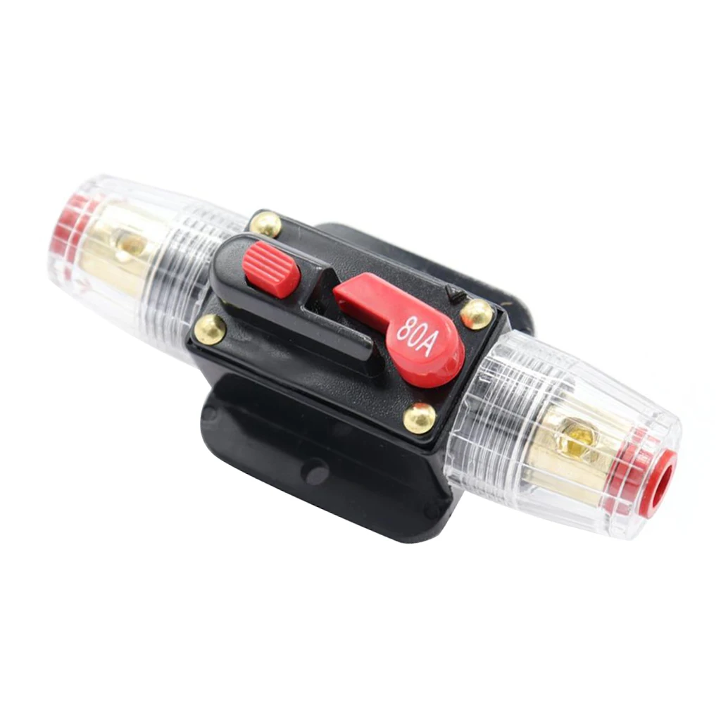 Inline Circuit Breaker 80A Manual Reset Switch Car Audio Fuse DC12V~48V