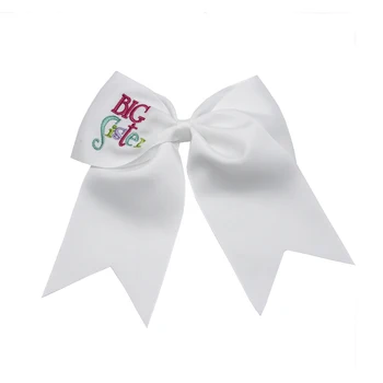 

12pcs new 7 inch sitster girls Cheer Bows Elastic Hair Bands embroidery Grosgrain Ponytail Hair Bows for girls Hair Accessories