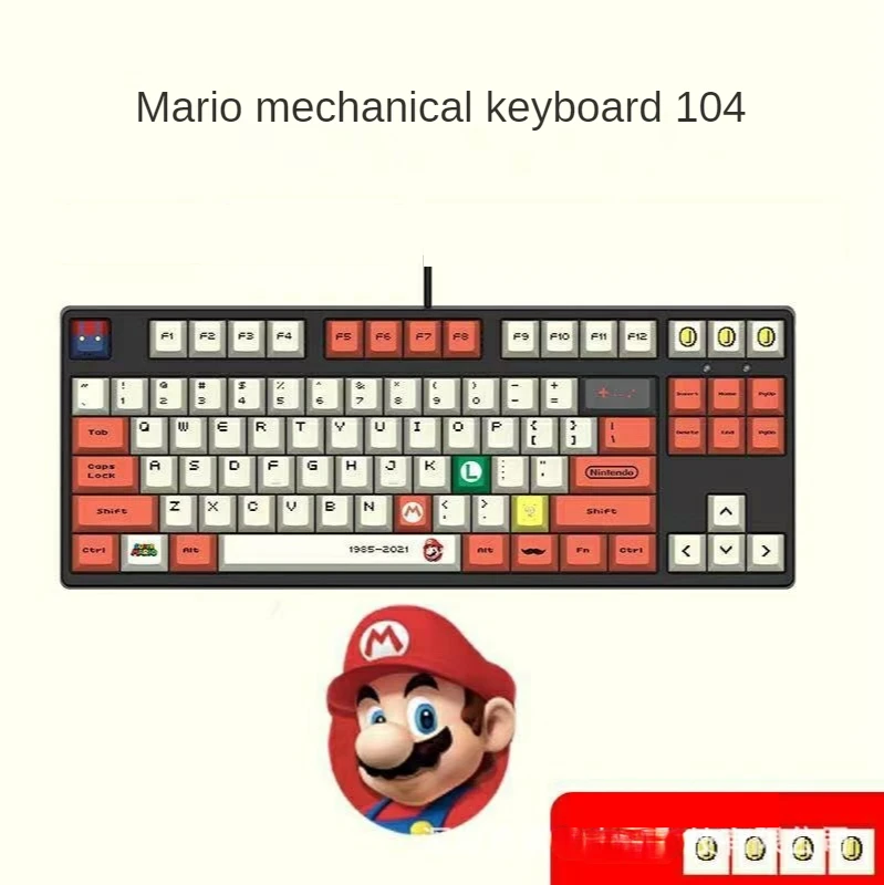 104-key Mario PBT Sublimation Keycap Mechanical Keyboard 87/104 Keycap Original Highly DIY Personalized Keycap Key Caps Covers