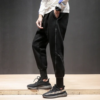 

2018 autumn clothing Japanese loose halon sports nine points pants Luokou beam foot skateboard hip hop simple casual pants