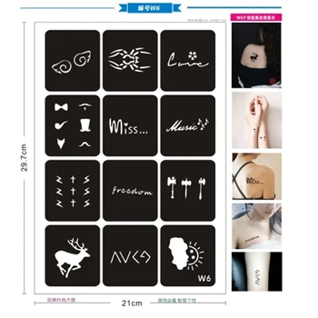 

200pcs/Set Airbrush Glitter Temporary Tattoo Stencil Hollow Xmas Drawing Kid Tattoo Cat Flower Design DIY Template Art Body