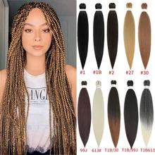 Extensions de cheveux synthétiques, tresses faciles, Crochet pré-étiré, Yaki doux, lisse, Fiber de basse température