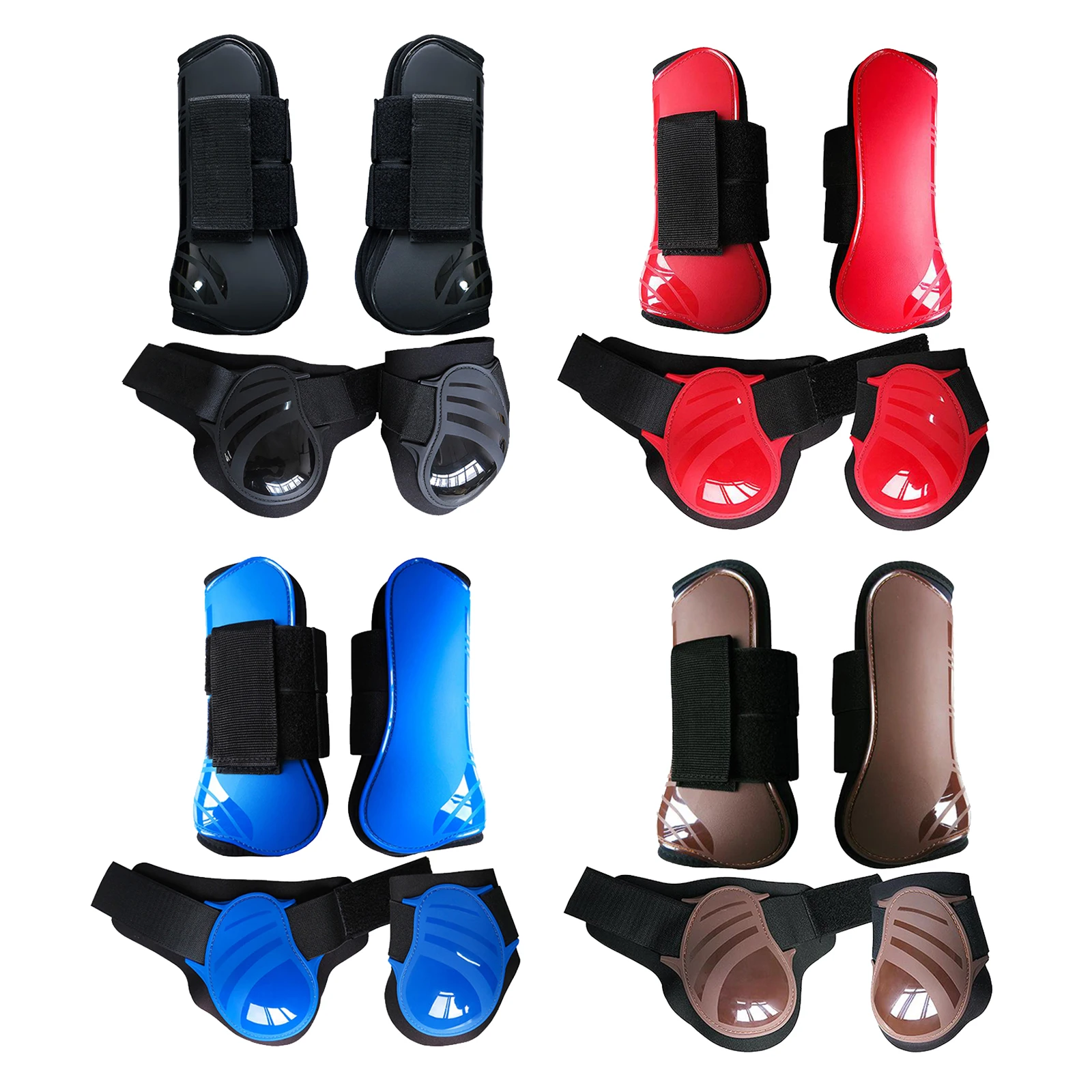 2Pair Horse Tendon and Fetlock Boots Equestrian Sports Jumping Front Hind Leg Protection Boots Lightweight Horse Protective Gear