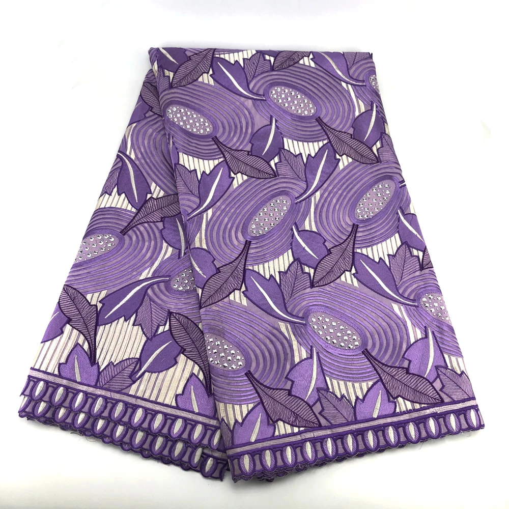 African Cotton Lace New Arrival Voile Fabric 100% 049 Lilac Nigerian Fabrics For Wedding Party | Дом и сад