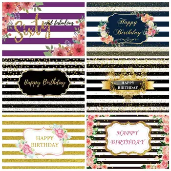 

Laeacco Baby Child Birthday Party Decor Photo Backdrop Gold Glitter Striped Flowers Photographic Backgrounds For Photo Studio
