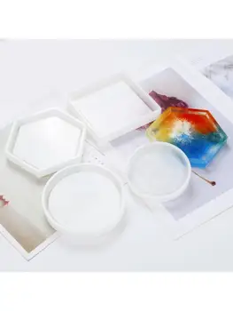 

New Silicone Mold DIY Cup Mat Pad Handmade Molds Crafts Epoxy Resin Geometric Shape Hexagonal Square Round Thermal Insulation
