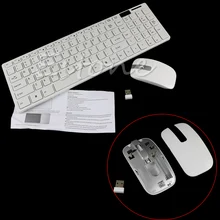 Белый 2,4G оптическая беспроводная клавиатура и мышь USB приемник комплект для ПК D08B