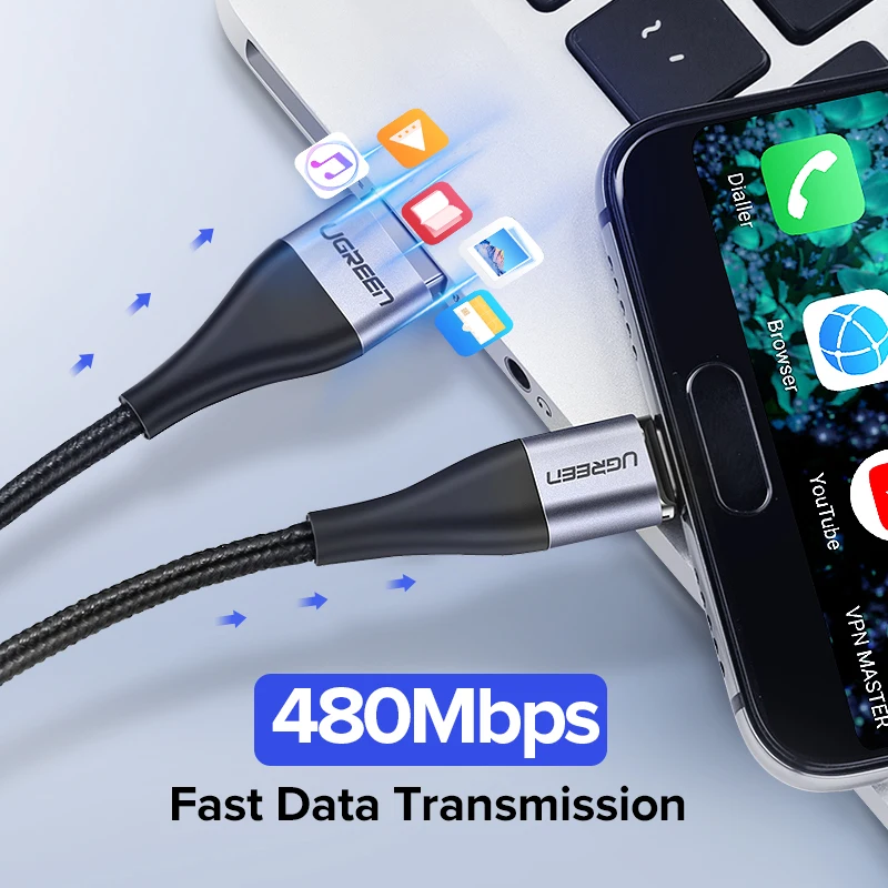 Ugreen Магнитный кабель типа C 3A Быстрый микро USB для зарядки данных Samsung Xiaomi Магнит