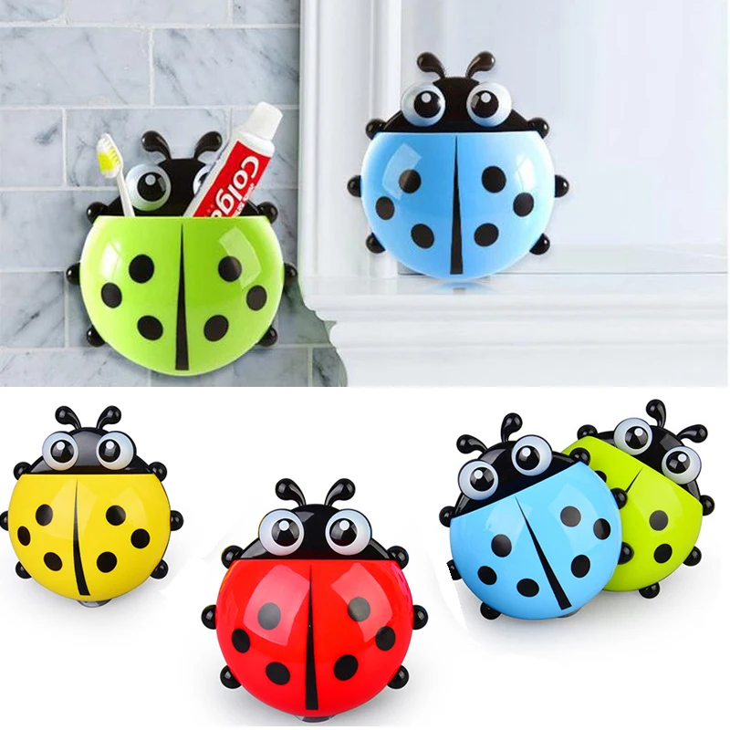 

Creative Ladybird Beetle Toothbrush Toothpaste Shelves Pencil/Pen Storage Holders & Racks Cute Bathroom shelf