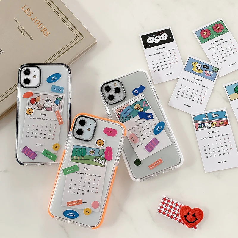 Fashion 2020 calendar card Phone case for iPhone Xs Max Xr X 6 6S 7 8 Plus 11 Pro Max high quality clear soft TPU back cover
