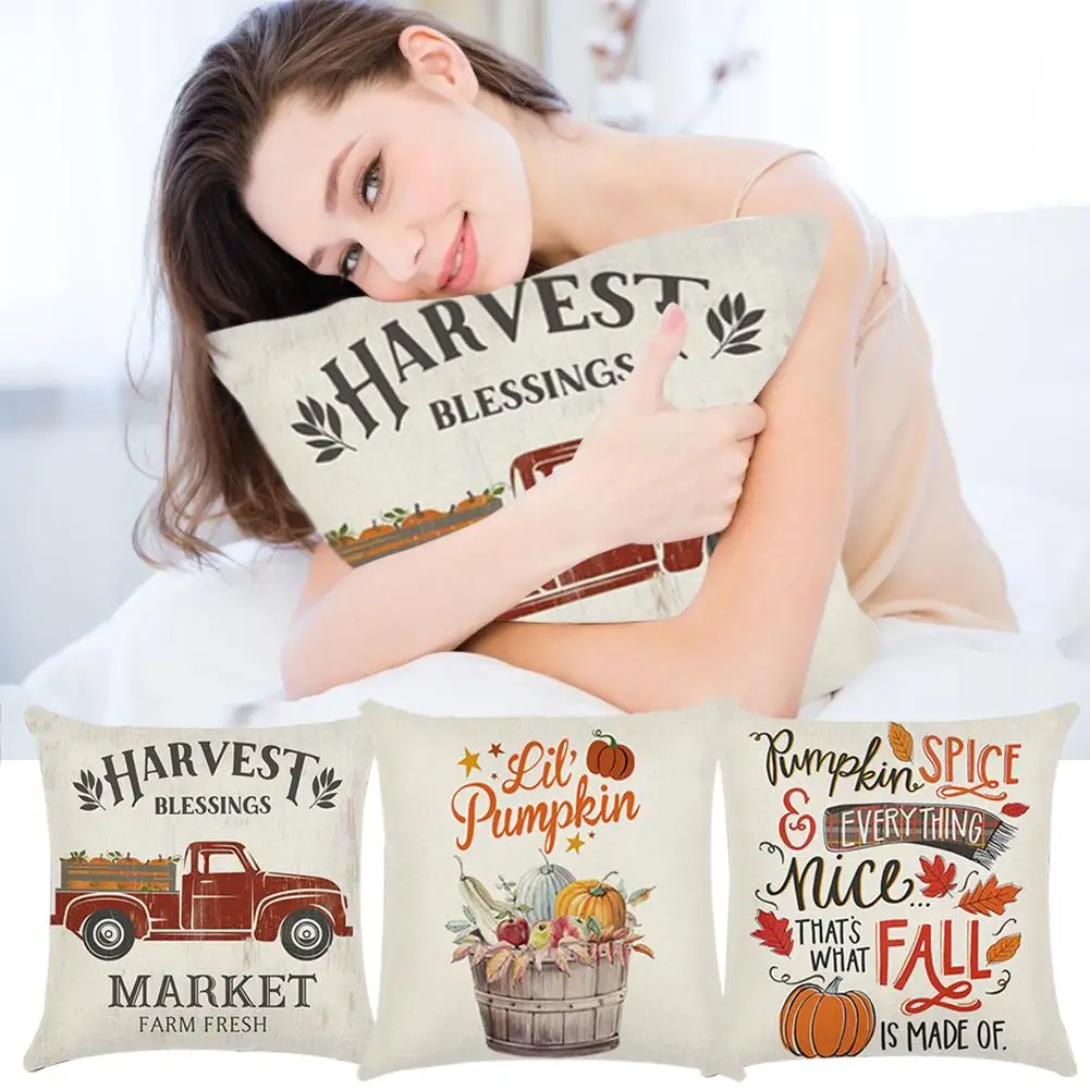 

Autumn Pillowcase Truck Pumpkin Rumors Sheet Pattern Pillowcase Thanksgiving Linen Digital Printing Home Accessories