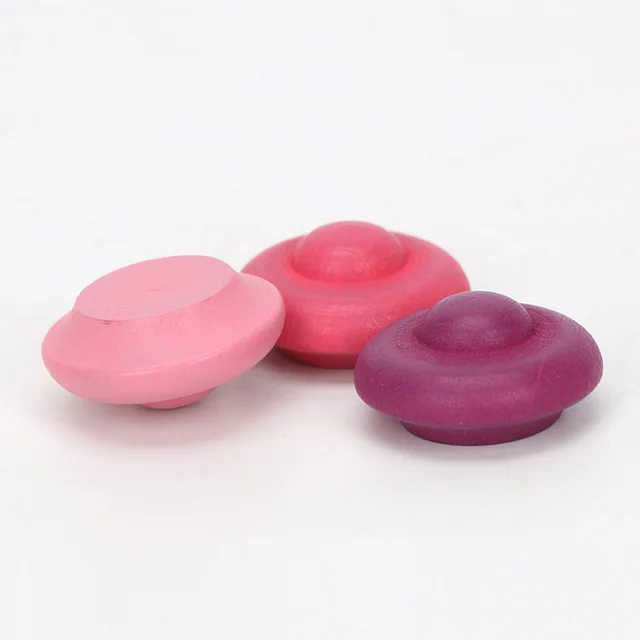 6pcs Wooden Rainbow Stacker Rainbow Blocks Loose Parts Toy Mushrooms Tree cones Wooden Puzzle Blocks Montessori Educational Toys 5