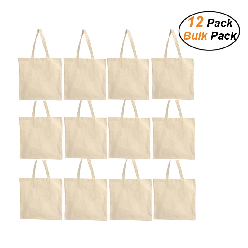 Bolsas de lona al por mayor a granel paquete de bolsas de lona de algodón reutilizables en blanco para manualidades, compras, promociones de negocios|Bolsas de almacenamiento| - AliExpress