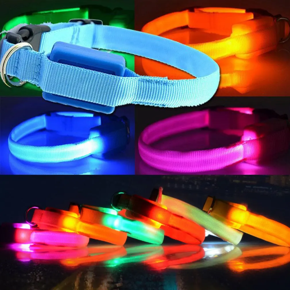 

LED Dog Collar Safety Pet Collar With 3 Glowing Modes 3 Reflective Strings Adjustable Collar for Small Medium Large Dogs