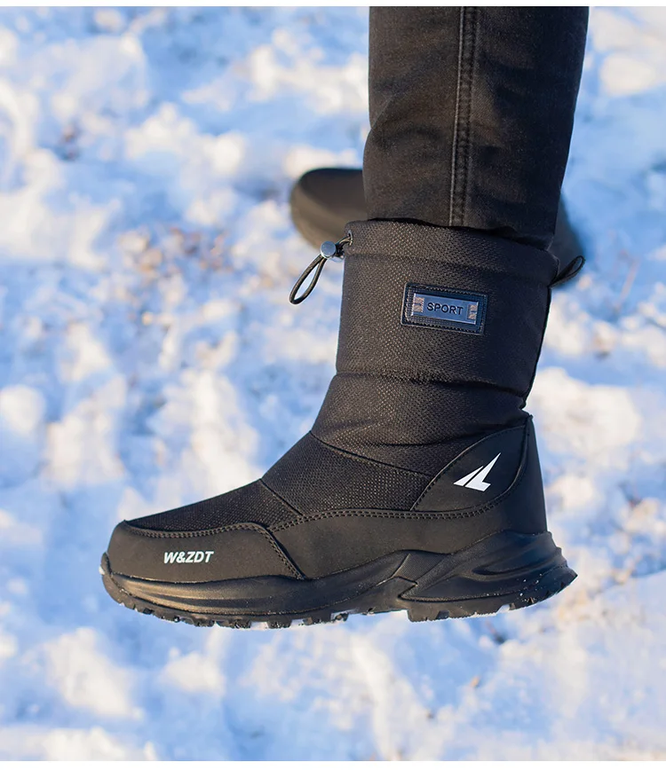 Мужские ботинки; коллекция года; зимняя обувь; мужские зимние ботинки; водонепроницаемые Нескользящие зимние ботинки на толстом меху для-40 градусов