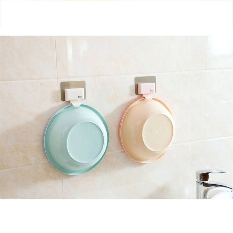 Wall-sticky Washbasin Hanging Hook Clip Bathroom Storage Hook Wall Hanging Basin Rack Kitchen Tools Home Storage Organizer