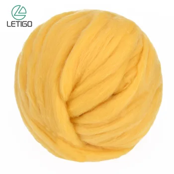 

200g Lemon Yellow Needle Felting Wool Soft Felting Wool Tops Roving Spinning Weaving Wool Fiber For DIY Crafts Needlework