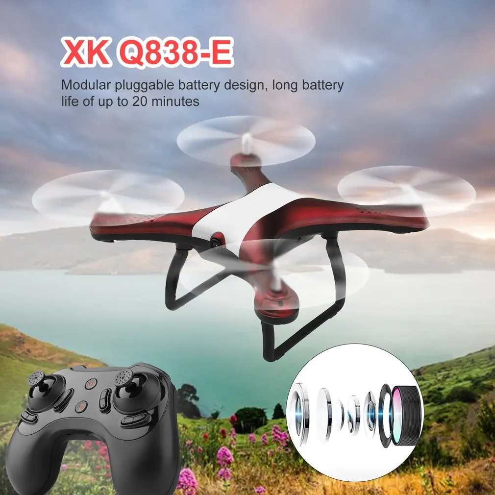 XK Q838-E 2MP 2.4G RC Drone RTF Wifi HD 720P Camera With Altitude Hold Gesture Mode 360 Degree Roll Following Helicopters Toys