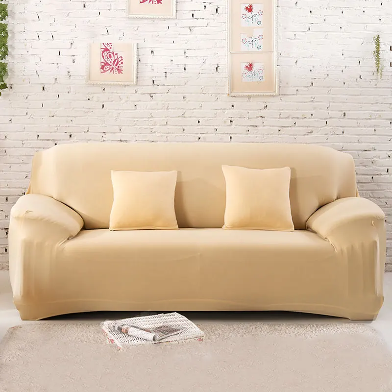 Beige Пылезащитный чехол для дивана, Одноцветный чехол для дивана с защитой от пыли, флисовый стрейч, нескользящее сиденье для дома, все включено - Color: Beige