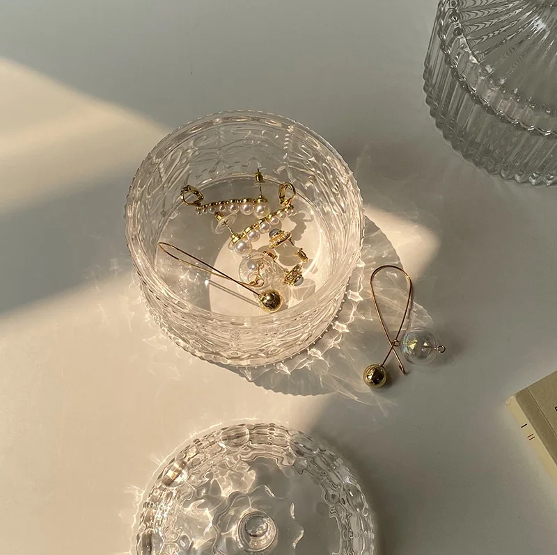 transparente coroa de vidro caixa de jóias de cristal de armazenamento de vidro jar casa requintado caixa de frasco de doces decoração da sala de estar