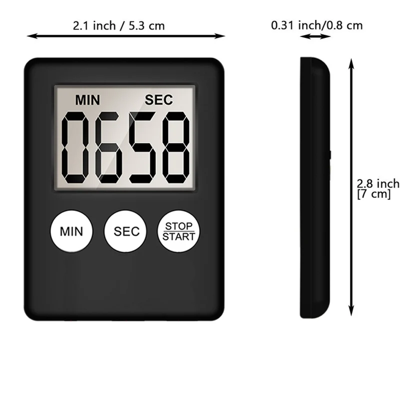 Super Thin LCD Digital Screen Kitchen Timer Square Cooking Count Up Countdown Alarm Sleep Stopwatch Temporizador Clock