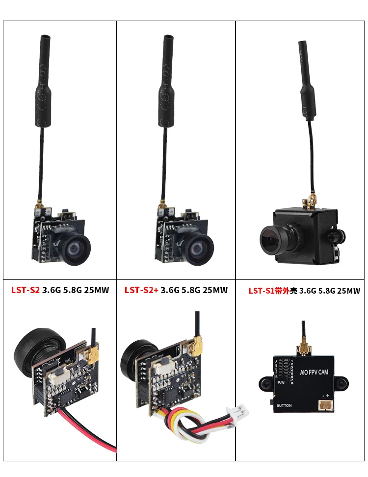 LST-S2+ 5,8G 25MW 40CH 800TVL передатчик и FPV AIO микро камера FPV камера с OSD Запчасти для RC Мини FPV гоночный Дрон