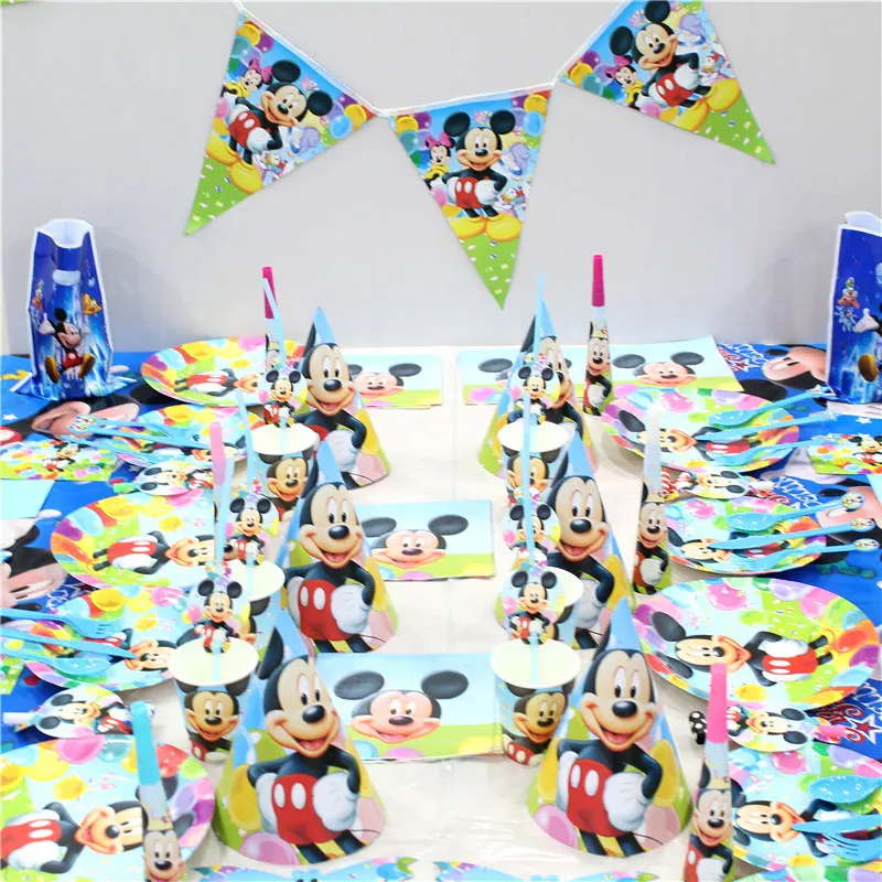 Вечерние одноразовые бумажные полотенца с Микки Маусом, Детские скатерти для вечеринки на день рождения