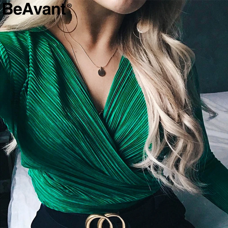 Женское Плиссированное боди BeAvant повседневное однотонное облегающее с длинным