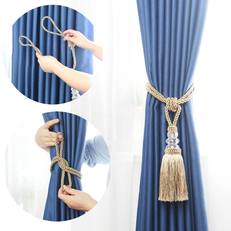 

1Pc Polyester Tassel Curtain Tieback Home Decoration Handmade Curtain Holder Buckle Rope Single Ball Tassel Curtain Tie Backs