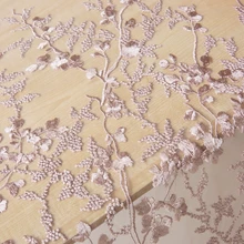 High quality soft screen yarn fabric Stereo wheat embroidery tissu High-grade soft screen wedding dress patchwork