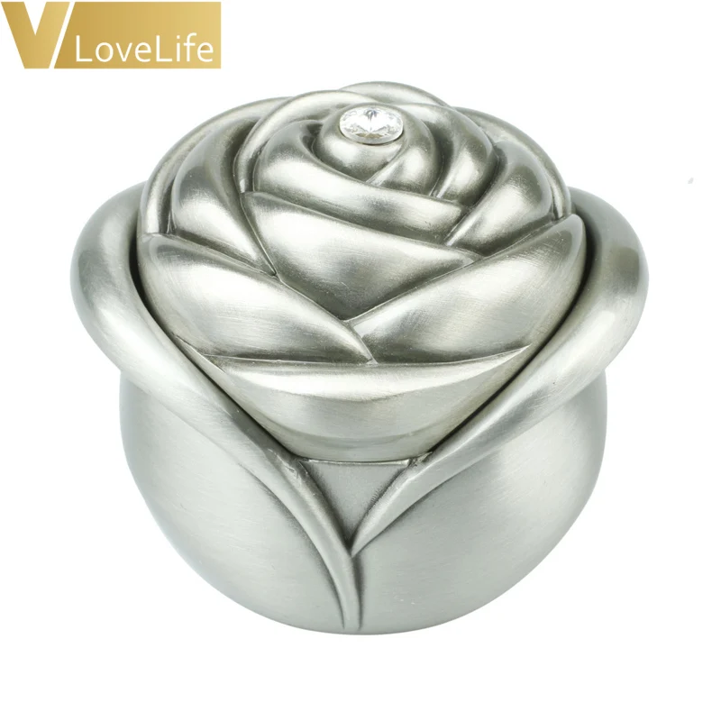 Silver 1 ring Mr& Mrs Свадебные обручальные кольца коробка серьги в форме розы Серебряный/медный/золотой браслет красота ювелирные изделия Подарочная коробка держатель романтический - Цвет: Silver 1 ring