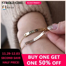 SG 925 серебро персонализированный браслет индивидуальная гравировка любые буквы и рисунок модные тонкие бар браслеты из нержавеющей стали для женщин Подарок на годовщину