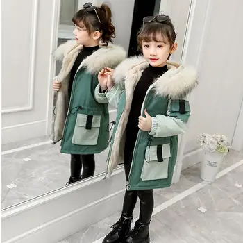 

Parka for Girls The Winter Jacket 2020 New Children Plus Velvet Thick Waist Clothing Girl Coat Cotton Pie To Overcome 15 Costume