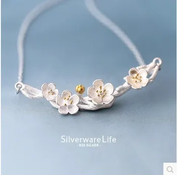

CSHOU110 women short clavicle chain handmade twig plum necklace