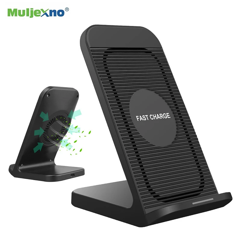 

Qi Wireless Charger Stand For Samsung Galaxy S9 S8 Note 9 8 10W Fast Wireless Charging Dock Holder With Fan For iPhone X XS Max