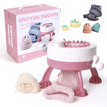 

Sanbest Hand Knitting Machine Round Loom Knitting Board Rotating Double Knit Loom Machine kit 22 Needles for Sock Hat DIY kid
