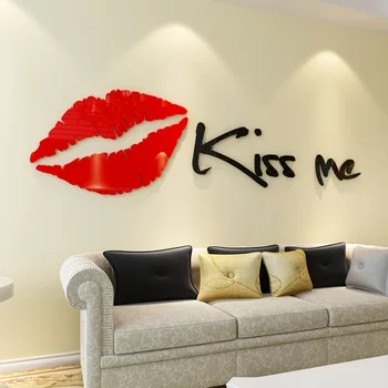 

New arrival Kiss me Lips Acrylic wall stickers for Living room Bedroom DIY Wall stickers Home decor Fashion art wall decoration