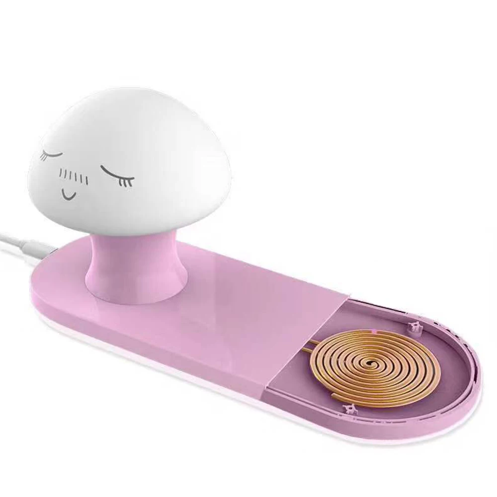 2 в 1 QI беспроводной зарядный светодиодный настольный светильник милый гриб белый/холодный/RGB Освещение Защита глаз настольная лампа для спальни прикроватная