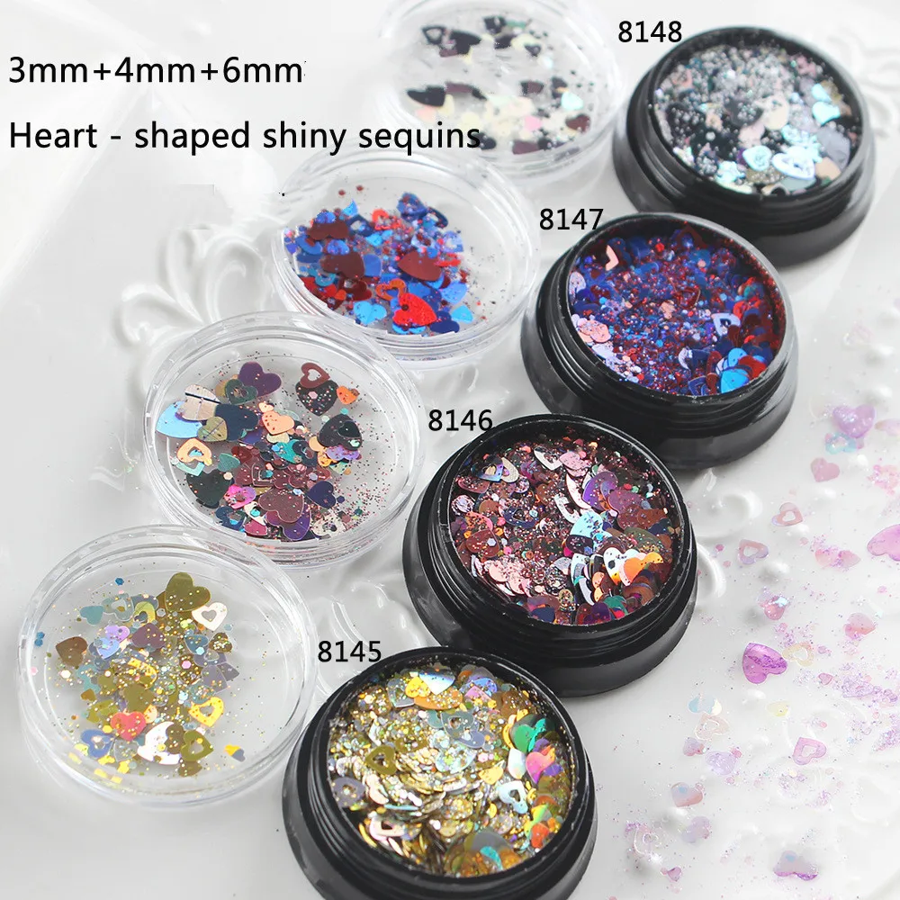 

Heart Hollow Sequin Glitter Mix in Festive Color Iridescent Sprinkles Rainbow Confetti Flake Bling Bling Embellishment Resin Art