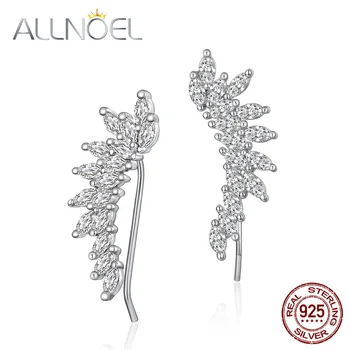

ALLNOEL 925 Sterling Silver Earrings For Women White Zircon Inlaid Angel Wings Design Wedding Fine Jewelry Hot Sale Earrings